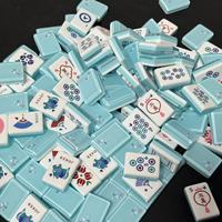 Jeu de Mahjong Américain Bleu Glacé Pailleté, Tuiles en Acrylique à 4 Couches, Luxe, 160 Tuiles, Idéal pour Cadeau et Club