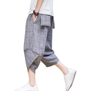 ชุดเดรสกีฬาสำหรับผู้ชายกางเกงผ้าคอตตอนแบบลำลองผ้าคอตตอนระบายอากาศได้ดีทรงตรงสำหรับฤดูร้อน - Product Image 1