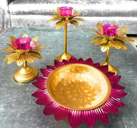 Vente en gros de bols décoratifs en fer doré faits à la main, à double étage, avec découpe florale, ensemble de bols de luxe pour la décoration de table à la maison, MOON STAR EXPORTS