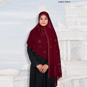 Hiyab de Diseño para Mujer en Georgette con Paneles Decorativos de Terciopelo Suave para un Estilo Elegante en Eventos Festivos y Nocturnos - Product Image 1