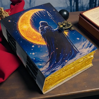 Journal de sorcellerie gothique en cuir de lune imprimé à la main 400 pages livre des ombres sorcière sort Vintage livre relié de Noël