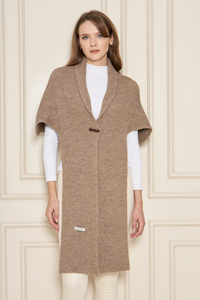 Poncho-châle chic pour femme à capuche en tricot, élégant, chaud, doux au toucher, respirant, écharpe d'hiver à capuche, tricot multifonctionnel - Product Image 3