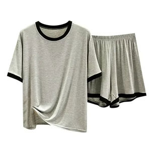 Tenues d'été 2 pièces pour hommes, T-shirt à épaules tombantes respirant et short, style oversize, tendance, vente en gros, design à manches courtes - Product Image 3