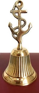 Campana de cena de latón de estilo religioso de 5,5 pulgadas de alto con mango de ancla artesanías de Metal hechas a mano para decoración técnica plateada de utilidad - Product Image 5