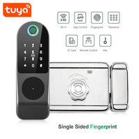 Serrure de porte intelligente Tuya WiFi avec empreinte digitale 5 en 1, déverrouillage par mot de passe anti-espionnage, carte IC, contrôle à distance par application PST-EA1