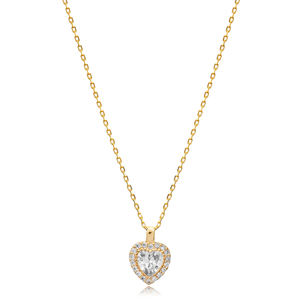 จี้เพทายรูปหัวใจใสสร้อยคอเงิน925ทำด้วยมือเครื่องประดับเงินแท้จาก925ตุรกี - Product Image 2