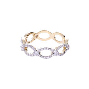 14K Yellow <b>Gold</b> Rhodium Plated Classic Infinity-Inspired Round Brilliant Cut Open Design Diamond <b>Ring</b> Pave <b>Set</b> Natural Diamonds - Product Image 6