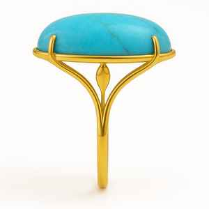 Anillo de Plata de Ley 925 unisex, joyería fina, cabujón, turquesa, rodio y chapado en oro con ajuste de bisel para regalo de cumpleaños - Product Image 3