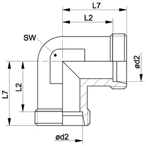 ข้อต่อไฮดรอลิกแบบข้อศอก Metric XWN NW อุปกรณ์เสริมสำหรับเครื่องมือไฮดรอลิก - Product Image 2