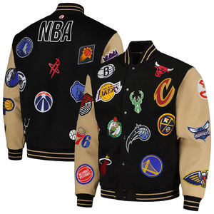 Custom <b>Men's</b> Baseball <b>Jacket</b> Logo Patch <b>Trucker</b> Letterman Varsity Leather <b>Jacket</b> Street Wear Varsity Varsity <b>Jacket</b> Finished - Product Image 1