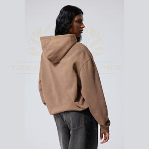 Sudadera con capucha de calle alta lavada con ácido de gran tamaño para mujer, estampado Vintage de invierno, mangas completas, logotipo frontal personalizable - Product Image 2