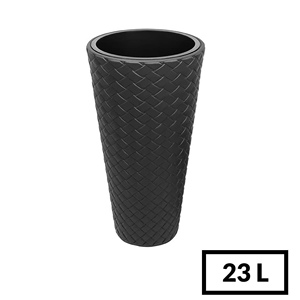 Jardinière haute en rotin synthétique, 23 litres, couleur anthracite, 30 x 55 cm - Product Image 5