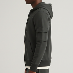 Sudaderas con Capucha Básicas Bordadas para Hombre al por Mayor, Talla Grande, Gruesas, 100% Algodón, 440 g/m², con Cierre, de Alta Calidad - Product Image 1