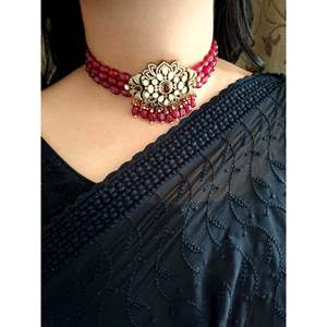 <span class=keywords><strong>Ruby</strong></span> màu moissanite đính cườm Choker Vòng cổ thanh lịch đồ trang sức mỹ Set - Product Image 2