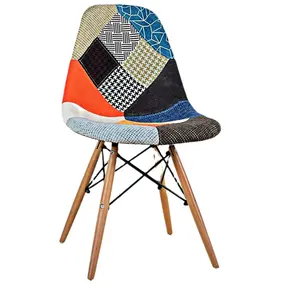 Chaises décoratives de chaise de jambes en bois rembourrées de Patchwork de paquet de tissu de dossier bas pour le salon