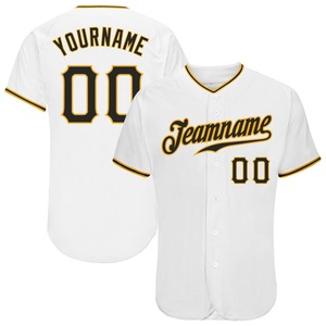 Camiseta de Béisbol de Alta Calidad, Superventas, Personalizada para Equipos, Blanca, Negra y Dorada, Auténtica - Product Image 1