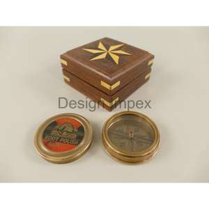 เข็มทิศทองเหลืองปรับแต่งได้พร้อมกล่องเข็มทิศทะเลของที่ระลึกกล่องของขวัญโปรโมชั่น - Product Image 2