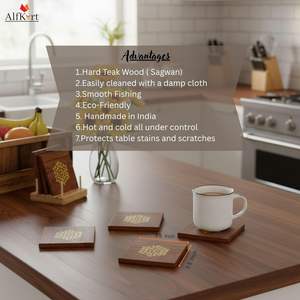 ชุดจานรองแก้วไม้รักษ์โลกสำหรับชาและกาแฟ จานรองแก้วไม้สำหรับบ้าน โรงแรม บาร์ รับผลิตตามสั่ง ขายส่งจากโรงงาน - Product Image 2