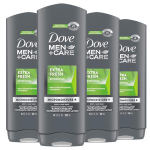 Dove Men+Care Gel de Ducha Extra Fresco, Paquete de 4, para Piel Masculina, Elimina Eficazmente las Bacterias y Nutre tu Piel, 18 oz - Product Image 1