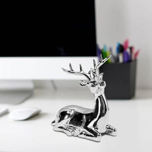Escultura de mesa de Reno con acabado plateado brillante, decoración elegante de temporada, ideal para centro de mesa de boda, exhibición en el hogar o festiva - Product Image 6