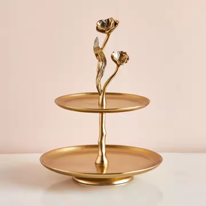 Soporte de pastel de aluminio y Metal de 2 niveles Premium, vajilla de Hotel de nuevo diseñador, taza decorativa, herramienta para servir pasteles de Decor IMPEX - Product Image 6