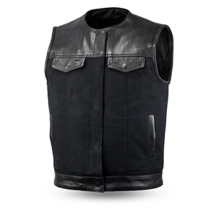 Gilet en cuir véritable pour homme, fermeture éclair, imperméable, respirant, poche 5 dimensions, vêtement d'extérieur de haute qualité pour femme - Product Image 2