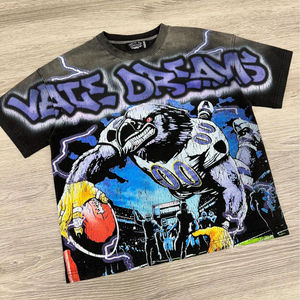 Camisetas ajustadas extragrandes con estampado de algodón 100% personalizado para hombre, ropa de calle con diseño gráfico de lavado ácido de 300Gsm, camisetas DTG - Product Image 1