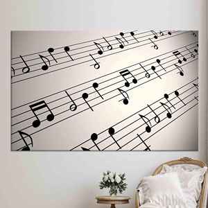 Art mural minimaliste pour salle de musique : Toile imprimée avec motif de notes musicales, TOILE ENVELOPPEE - Product Image 1