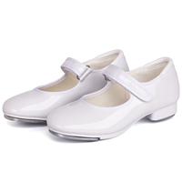 Zapatos de tap dance de charol con correa fácil de poner, color marrón, de PU brillante, transpirables y ligeros para mujer y hombre, en stock en EE. UU.