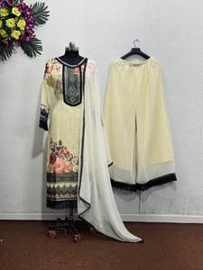 คอลเลคชั่นปาลาซโซสำหรับผู้หญิงเสื้อผ้าลายดิจิทัลบนผ้าจอร์เจียเทียมสวมใส่แนวชนเผ่าที่สวยงาม - Product Image 2