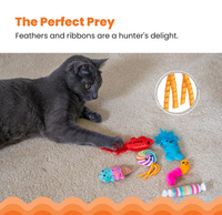 Lot de 6 jouets en peluche pour chat, adorables jouets en forme de bonbons et de glaces avec plumes et papier froissé, jouets interactifs à mordre et à mâcher