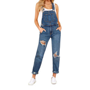 Mono vaquero informal con bolsillos para mujer, ropa de mujer 2024, pantalones cortos vaqueros rectos informales, pantalones de talla grande con servicio OEM - Product Image 4