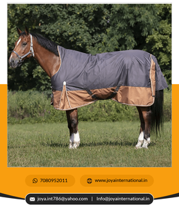 Alfombra de participación de peso pesado 600D 300G de alta calidad, aislamiento gris/marrón de cuello alto no perenne para caballos - Product Image 3