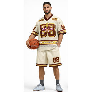 เสื้อฟุตบอลอเมริกันแบบใหม่มาแรง คุณภาพดีที่สุด ผลิตจากโพลีเอสเตอร์ 100% ชุดทีมสีพื้น แขนสั้น - Product Image 2