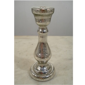 Portavelas de pilar de cristal de mercurio plateado para mesa decorativa para el hogar - Product Image 1