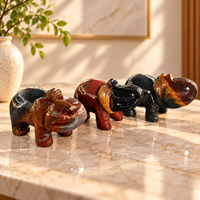 Sculpture d'éléphant en agate noire et rouge, figurine d'animal en pierre précieuse polie pour la décoration intérieure et les collectionneurs de cristaux