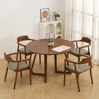 Ensemble de table à manger ronde en bois massif 2026, 6 chaises, design moderne, durable, extensible, meubles de salle à manger pour la maison
