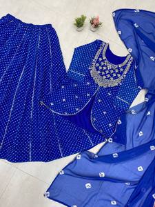 Nuevo Lehenga Choli Dupatta de Diseño Especial para Navratri, en Georgette con Estampado Digital y Encaje Samosa, de Alta Calidad, Secado Rápido, Venta al por Mayor - Product Image 5