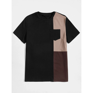 Camiseta de cuello redondo bloqueada de Color para hombre, camisetas personalizadas de alta calidad, ropa de calle, camiseta de soporte de moda - Product Image 6