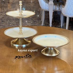 Support à gâteau en aluminium fait main, design à rayures décoratives, certifié CE, logo personnalisé, lavage à la main uniquement, pour la décoration de buffet de mariage - Product Image 4