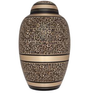 Urne de crémation adulte en laiton fini de marbre et d'étain de couleur rouge avec la belle bande de gravure pour des cendres. - Product Image 3