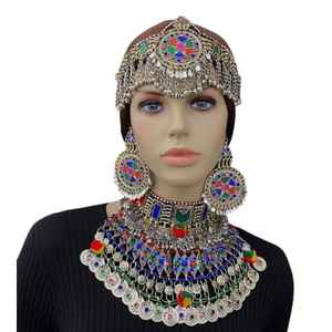 Venta caliente nueva moda afgana conjunto de joyería para mujer pendientes de acero inoxidable Collar para boda o fiesta listo para enviar - Product Image 1