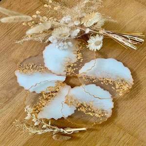 resin coasters with dried flowers elegant handmade epoxy drink <b>mats</b> for coffee <b>bar</b> home decor and aesthetic gift ideas - Product Image 2