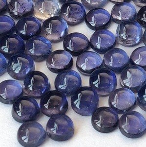 Natural Iolite Round 8mm Cabochon Flat Back - Top Quality Iolite Cabochon Round - Product Image 1