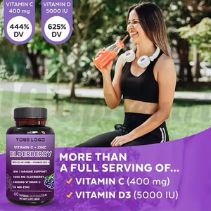 Viên nang kẽm chứa vitamin C và Vitamin D3, bổ sung hỗ trợ miễn dịch dành cho người lớn, viên nang Elderberry tăng cường chống oxy hóa - Product Image 2
