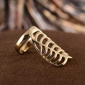 Exclusive <b>Gothic</b> Skeleton Ring Punk Brass Knuckle Women 18k Gold Plated Hollow Armor Geometric Full Finger for Wholesale OEM ODM - Product Image 1