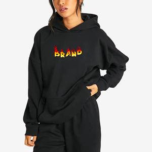Sudadera Larga Extra Grande para Mujer, de Terciopelo, Felpa Gruesa, Suave al Tacto, Corte Holgado, Cómoda para Invierno, Informal, para Calle, con Logotipo Frontal - Product Image 1