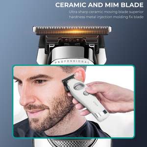 Tondeuse à barbe sans fil professionnelle pour hommes, lame en céramique à écartement zéro, tondeuse de barbier, étanche IPX7, tondeuse à cheveux à batterie - Product Image 6