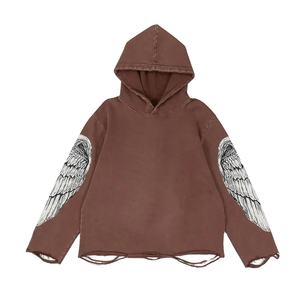 Hot Selling Men Distressed <b>Hoodie</b> Fashionable Pullover Thermal <b>Hoodies</b> Men Heavy Distressed Bottom Wholesale <b>Hoodies</b> - Product Image 1