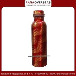 Bouteille d'eau imprimée décorative en cuivre pur de conception haut de gamme pour la vente de verres et de stockage par les exportateurs indiens - Product Image 4